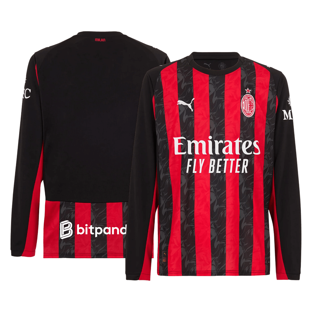 AC Milan Home Soccer Long Sleeves Fan Jersey2025/26 - Pro Jersey Shop