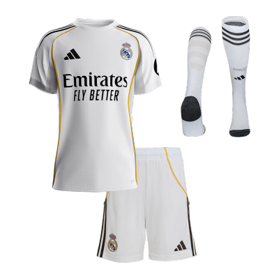 Kids Real Madrid Home Soccer Jersey Full Kit 2025/26 - Pro Jersey Shop