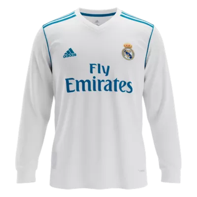 Men's Retro 2017/18 Real Madrid Home Long Sleeves Soccer Jersey Shirt - Fan Version - Pro Jersey Shop