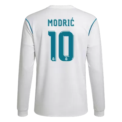 Men's Retro 2017/18 Replica MODRIĆ #10 Real Madrid Home Long Sleeves Soccer Jersey Shirt - Pro Jersey Shop