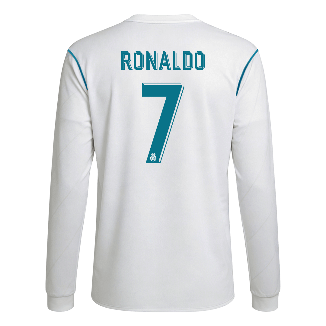Men's Retro 2017/18 RONALDO #7 Real Madrid Home Long Sleeves Soccer Jersey Shirt - Fan Version - Pro Jersey Shop