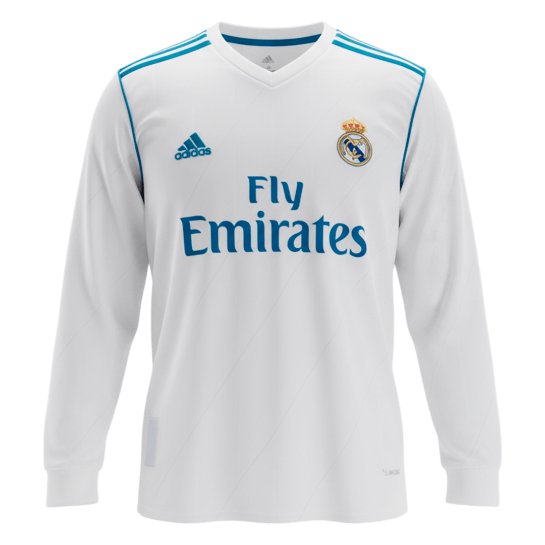 Men's Retro 2017/18 Replica SERGIO RAMOS #4 Real Madrid Home Long Sleeves Soccer Jersey Shirt - Pro Jersey Shop