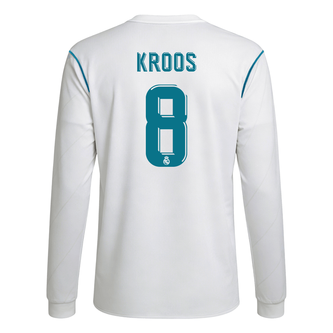 Men's Retro 2017/18 Replica KROOS #8 Real Madrid Home Long Sleeves Soccer Jersey Shirt - Pro Jersey Shop