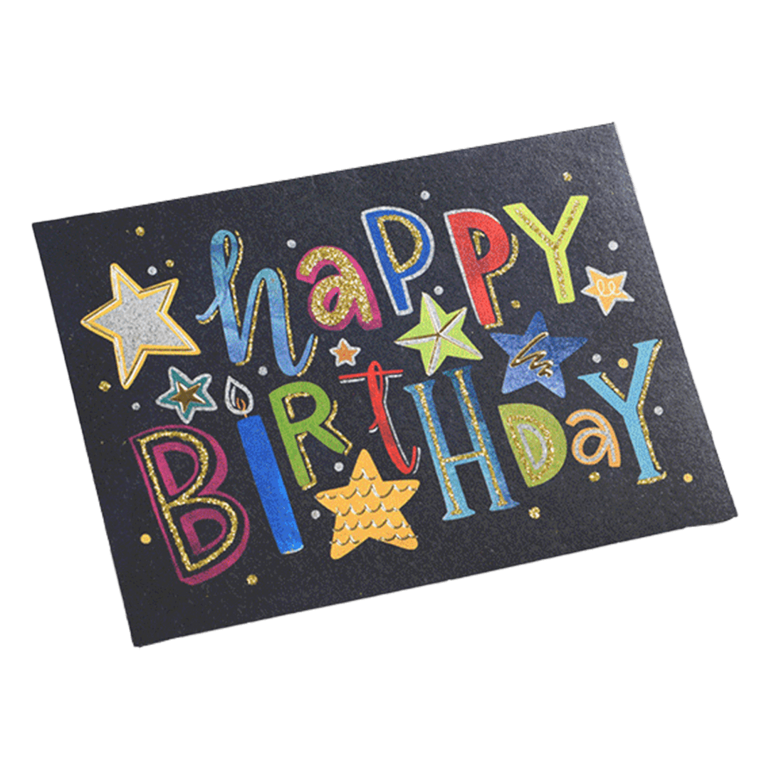 Custom Colorful Star Birthday Card Black - Pro Jersey Shop