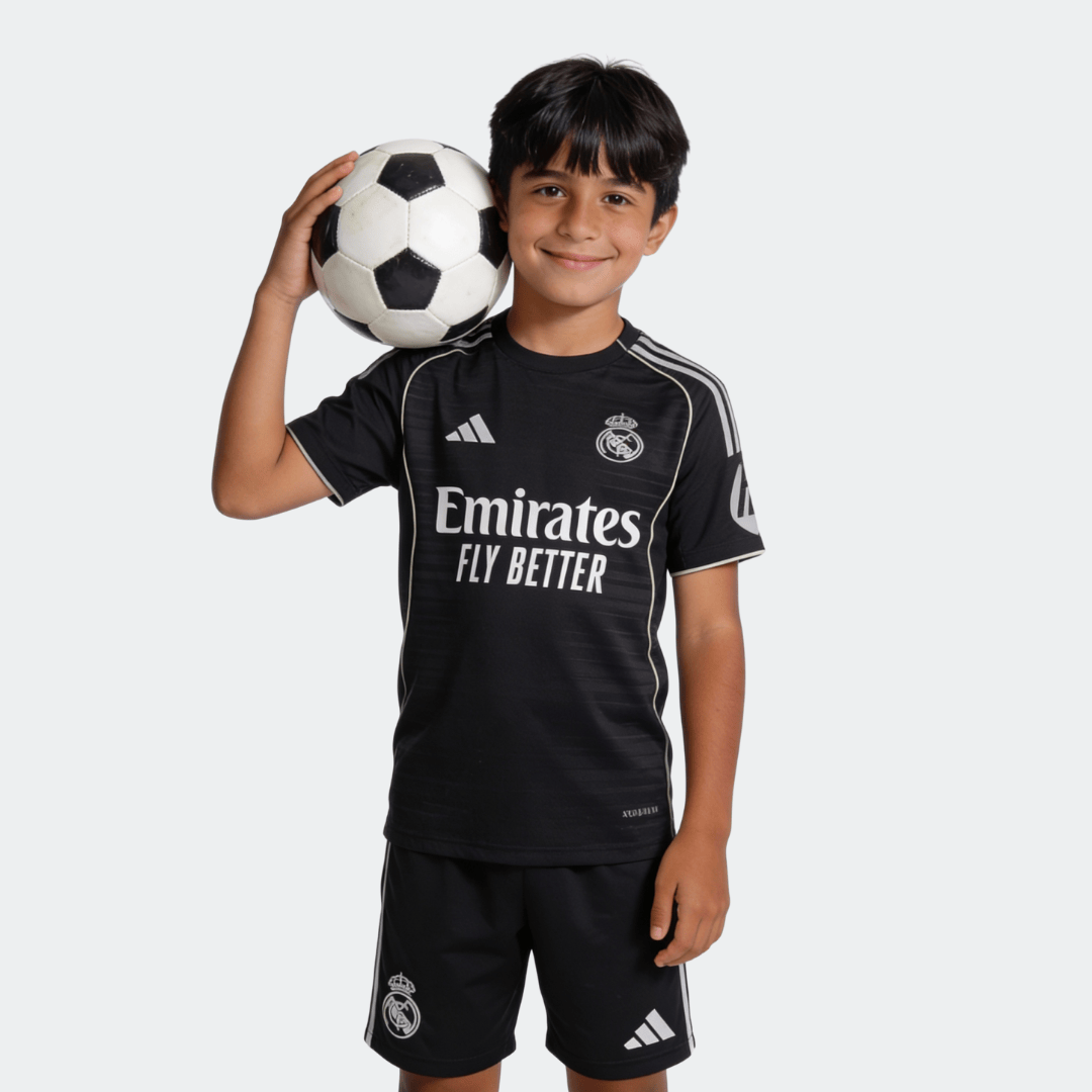 Kids Real Madrid Away Soccer Jersey Kit 2025/26 - Pro Jersey Shop