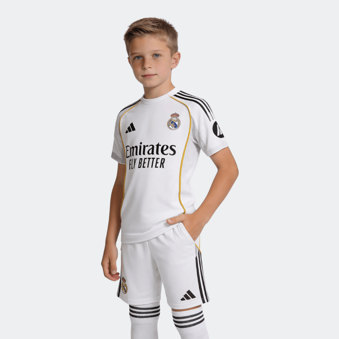 Kids Real Madrid Home Soccer Jersey Kit 2025/26 - Pro Jersey Shop
