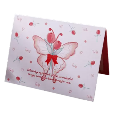 Custom Tulip Butterfly Valentine's Day Card Red - Pro Jersey Shop