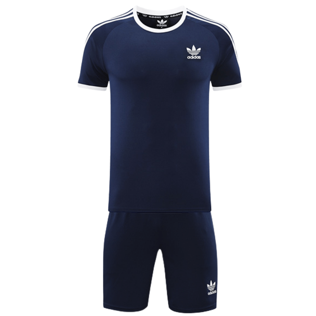 Customize Navy Blue White Stripe Team Uniform AD07 - 2PC - Pro Jersey Shop